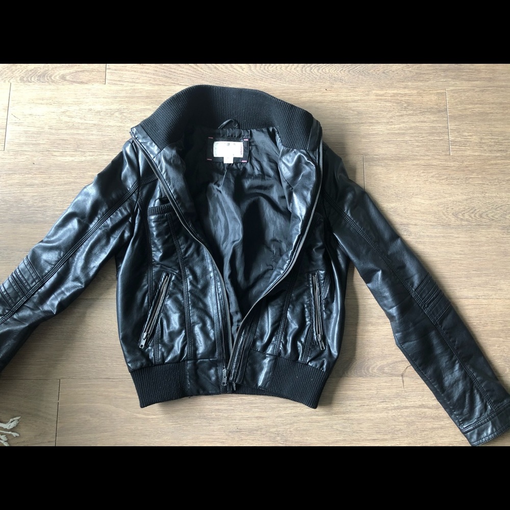 Black Bomber Pleather Jacket
